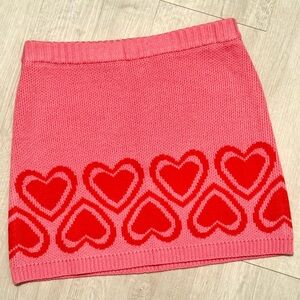 NWT Sugar Thrillz Heart Knit Skirt Red Pink S / XS